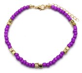 Bracelet de Cheville avec Perles de Verre - Bracelet de Cheville - Longueur 25-30 cm - Violet