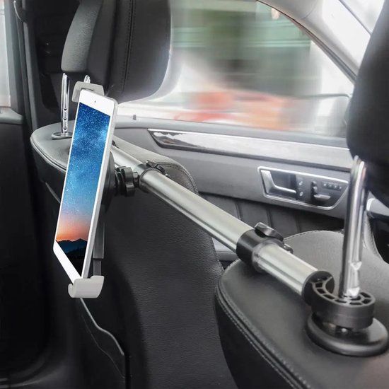 Support de tablette - Appui-tête de voiture - Support de tablette pour siège arrière de voiture - Universel - Extensible - 7 à 10,5 pouces - Aluminium
