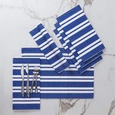 Homes Eettafelsets (set van 6) van fijn geribbeld katoen - perfecte maat 48 x 33 cm, elegante moderne kleuren en designs, gebruik thuis, in cafés, restaurants - Franca blauwe strepen
