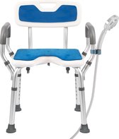 Douchestoel voor senioren, douchestoel met armleuningen en rugleuning, badstoel voor senioren, gereedschapsvrije montage, in hoogte verstelbaar, draagvermogen van 150 kg