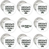 9-delige button set Groom en Groom's Drinking Crew - bruidegom - groom to be - vrijgezellenfeest - button - trouwen