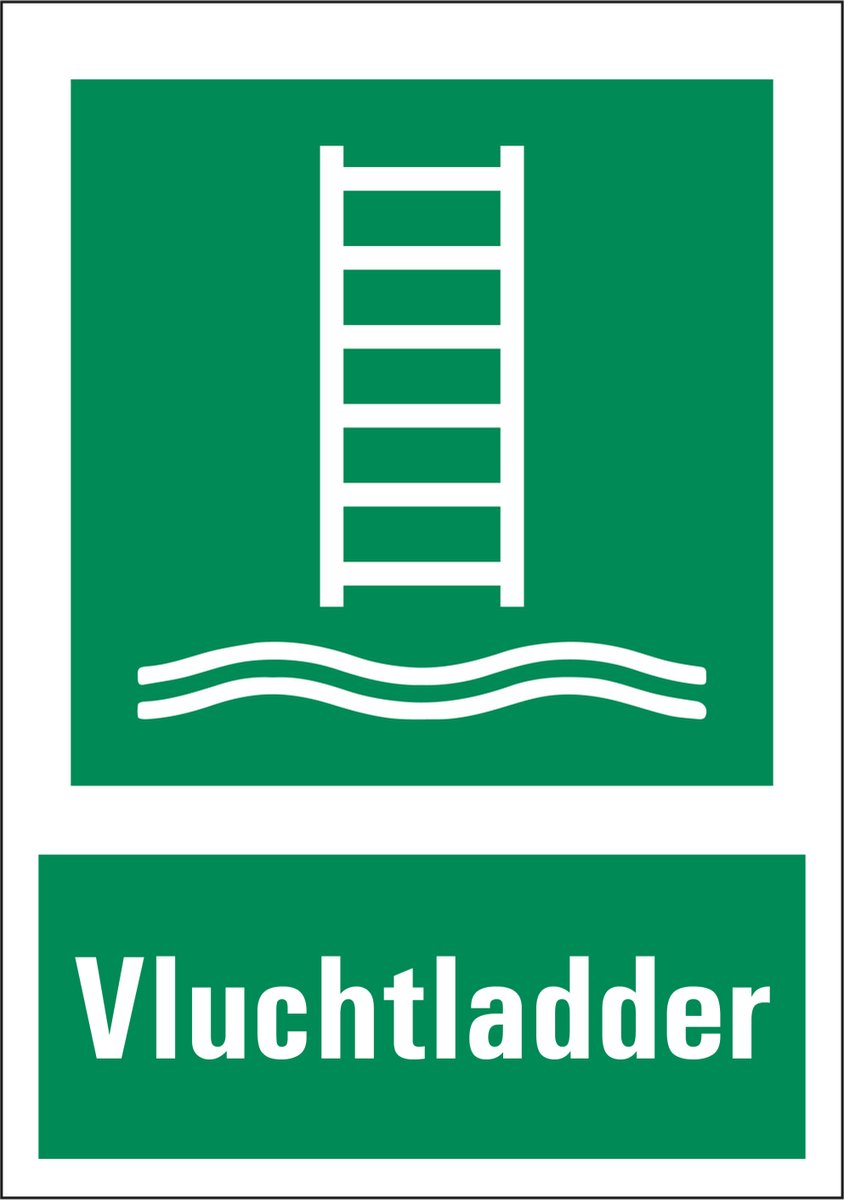Vluchtladder sticker met tekst 297 x 420 mm