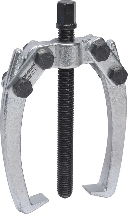 Zilverkleurige tweearmige mini-tabtrekker van SW-Stahl, model 10882 L, met een schroefdraadas.