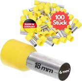 100 pièces Kalitec AE618GR embouts isolés 0 mm² 18 mm de long jaune I Fabriqué en Allemagne I Qualité industrielle