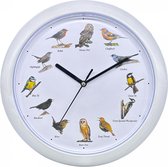 Herzberg Home & Living Herzberg Hg-03725: Europese Zangvogel Klok - Wit