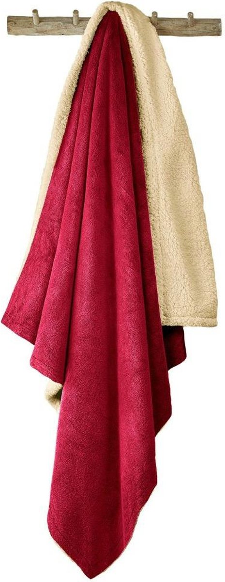 De Witte Lietaer Teddy Fleece Plaid Laya - Wine Red - XL - 220 x 240 cm - Polyester