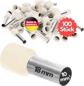 100 pièces Kalitec AE1018EB embouts isolés 10,0 mm² 18 mm de long ivoire I Fabriqué en Allemagne I Qualité industrielle