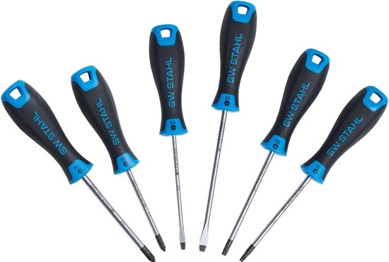 SW-Stahl 32815L jeu de tournevis résistant aux chocs 6 pièces I fente & croix & profil en T I jeu d'outils de tournevis