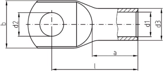 Produktbild von Kalitec HR70-16 Rohrkabelschuhe 70mm² M16 – 10 Stück, Made In Germany, Galvanisch Verzinnt, Ohne Sichtloch