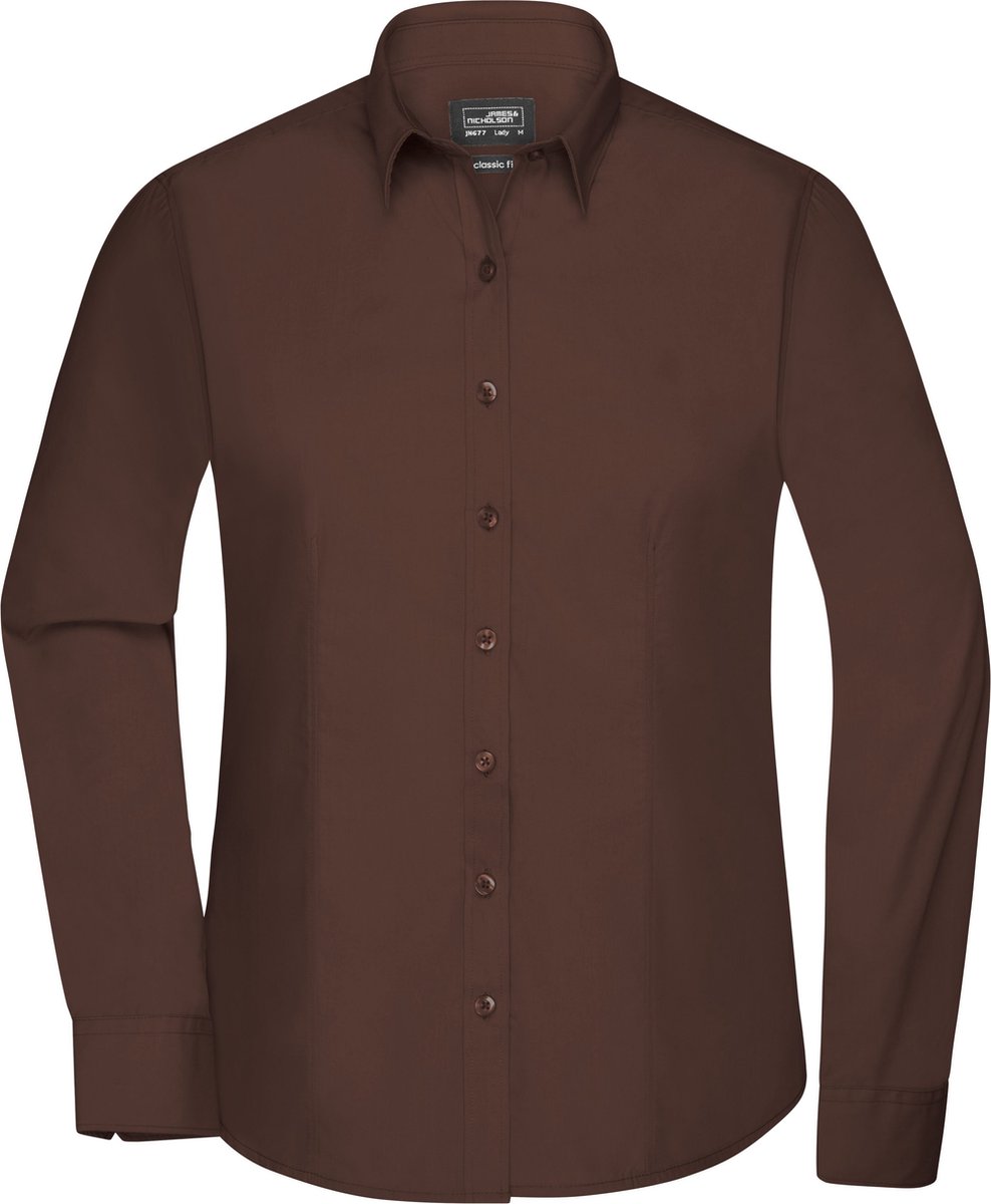 Daiber Blouse Dames Met Lange Mouwen (Bruin) Maat L