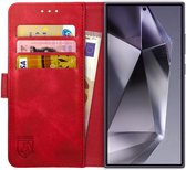 Rosso Element Book Case Wallet Hoesje Geschikt voor Samsung Galaxy S24 Ultra | Portemonnee | 3 Pasjes | Magneetsluiting | Stand Functie | Rood