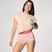 Moodies menstruatie ondergoed (meiden) - Bamboe Boyshort print roze - moderate/heavy kruisje - roze - maat XS (152-158) - period underwear
