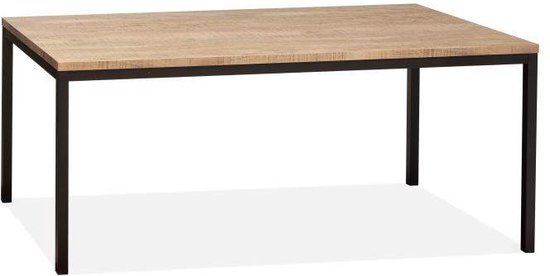 Cothen Eettafel 160cm - Rechthoekige eettafel - Tropische houtlook - Zwarte poten