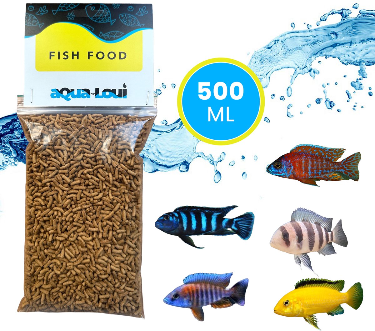 Aqua-Loui® - Visvoer - Tropisch Vissenvoer – Drijvende Sticks - Visvoer Aquarium - Geschikt Voor Cichilide en Grotere Vissen - 500ml