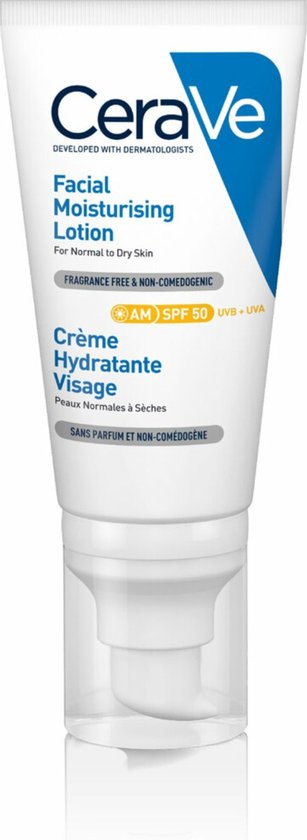 CeraVe Hydraterende Gezichtscrème SPF50 - voor Normale tot Droge Huid - 52ml