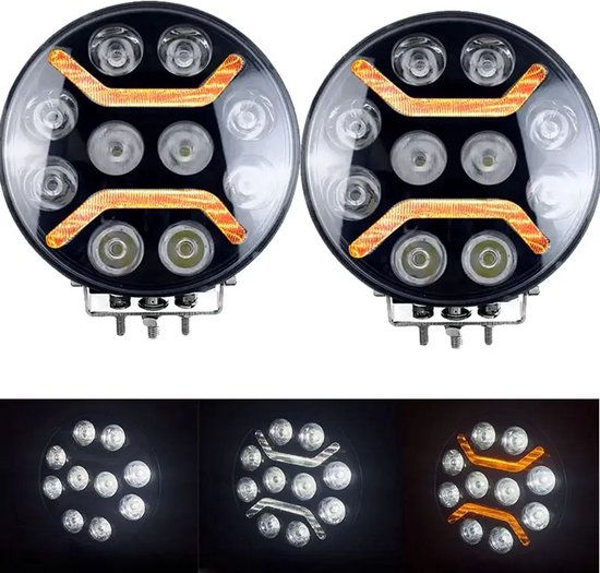 6 Phare LED Moto Phare de Travail led Tracteur 2 Rangs 9-36V 120W