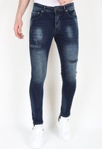 Donkerblauwe Stonewash Jeans met Gaten Strech -MM120