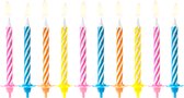 PARTYDECO - 10 gekleurde verjaardagskaarsen - Decoratie > Kaarsjes