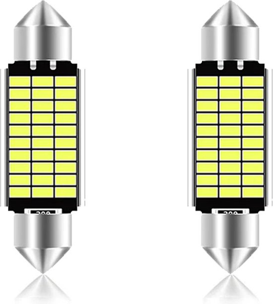 LED Auto Festoon 3W 12V - Kenteken/Interieur Lamp - C5W 39mm - Zilver - Per 2 stuks