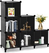 6 x kunststof kledingkastreksysteem, stapelbare trapkubus-organizerplank, multifunctionele boekenkast, kubusplank voor boeken, speelgoed, kleding, gereedschap (30 x 30 cm)