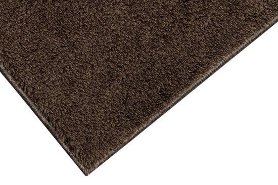 Tapiso Tapis câlin à poils longs marron antidérapant pour salon - 80 x 150 cm