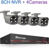 Oopers Techage H.265 8CH 5MP 4K 1T Poe Camera System - CCTV - Outdoor Buiten - Home Security Camera Systeem - Wifi Camera Set - Video + Audio-opname - Beveiligingscamera - 4 Camera’s - Nachtzicht - Motion Detector