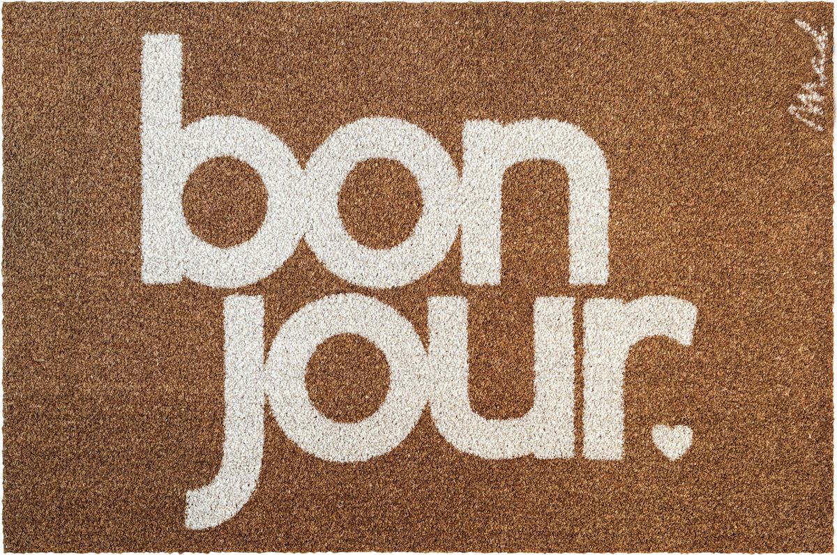 Mad About Mats BOWIE - deurmat - bonjour - schoonloop/scraper - wasbaar - 100% recycleerbaar - 50x75cm Bruin
