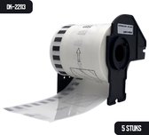 DULA Brother Compatible DK-22113 - Doorlopende labelrol - 5 rollen - 62 mm x 15,24 m - Zwart op transparant - Filmptape