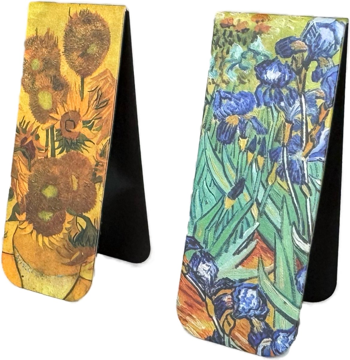 3BMT® Bladwijzer - set van 2 Boekenleggers - Magnetische Bookmark - Van Gogh collectie - Irissen en Zonnebloemen