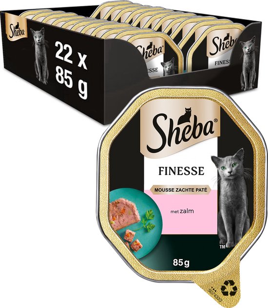 Sheba Finesse - Kattenvoer natvoer - Mousse - Zalm - kuipjes 22x85 gr