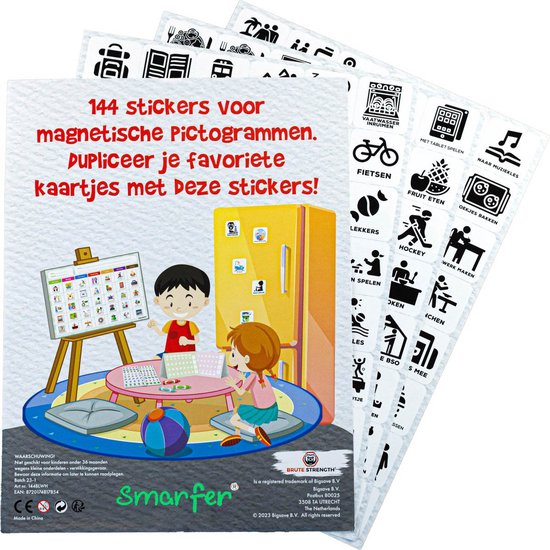 Foto: Smarfer extra stickers voor magnetische pictogrammen voor weekplanner planbord zwart wit voor kinderen dagritme autisme planner magneetjes routine