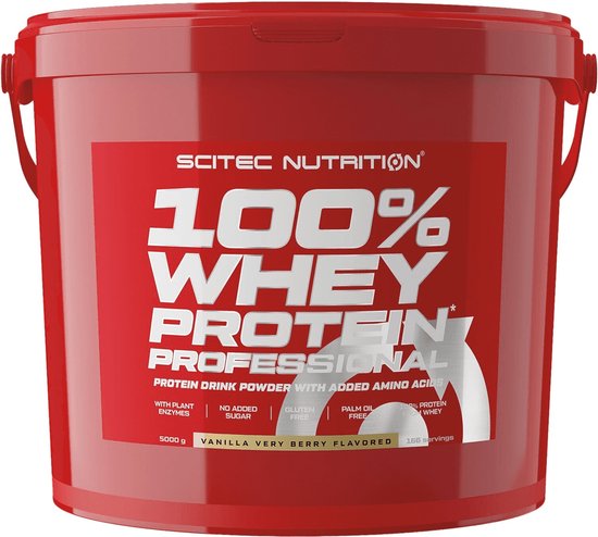 Scitec Nutrition - 100% Whey Protein Professional (Vanilla/Very Berry - 5000 gram) - Eiwitshake - Eiwitpoeder - Eiwitten - Proteine poeder