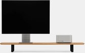 Oakywood Desk Shelf - Massief Eiken / Zwart - Echt Hout Dual Monitor Standaard Beeldschermverhoger Clean Desk Ergonomisch Stijlvol