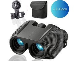 Zoomble® Verrekijker met Telefoonhouder, Nekkoord & Draagtasje – 10x25 - E-book Vogelspotten - Compact - Geschikt voor Vogelaars, Outdoor, Hiking - Volwassenen & Kinderen - Verkijker