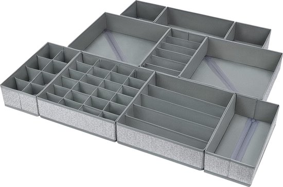 Hejo 5 stuks grote stoffen opbergdozen, 38x25x25cm, opvouwbare stoffen dozen, kledingkast organizer, kast organizer, opbergmand voor kleding, speelgoed, boeken (grijs