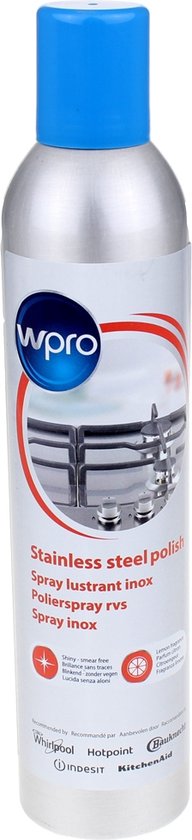 Wpro RVS polish spray - 400ml - roestvrijstaal reiniger en onderhoudsmiddel - voor kookplaat, afzuigkap en oven