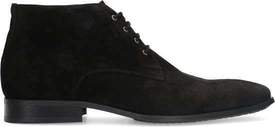 Manfield - Heren - Zwarte suède veterschoenen - Maat 47