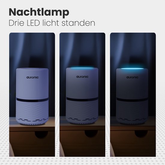 Auronic Luchtreiniger - 12 m² - Air Purifier met HEPA Filter - Verwijdert 99,97% - 25W - 3 Standen - Wit