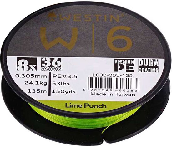 Westin W6 8-Braid Lime Punch (135m) - Maat : 0.148mm - 6.8 kilo van Westin — afbeelding 2