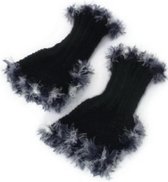 Handgebreide zwarte polswarmers, zwarte gebreide armwarmers, handgebreide zwarte vingerloze handschoenen