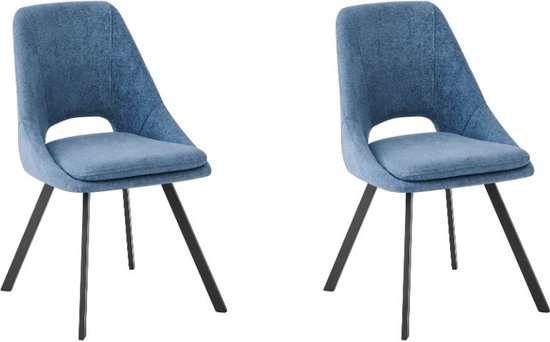 Furnihaus Eetkamerstoelen Set van 2 Mila Blauw Stof