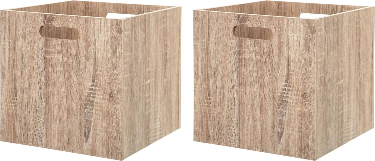 Kast opbergmand/kastmand - 2x - lichtbruin - mdf hout - 29 liter - 31 x 31 x 31 cm - inklapbaar
