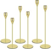 Kaarsenstandaard, goud, set van 6, 33/28/24 cm, vintage kaarsenhouder voor spitse kaarsen, decoratie, kaarsenhouder voor woondecoratie, bruiloft, kastdecoratie, diner, goudkleurig