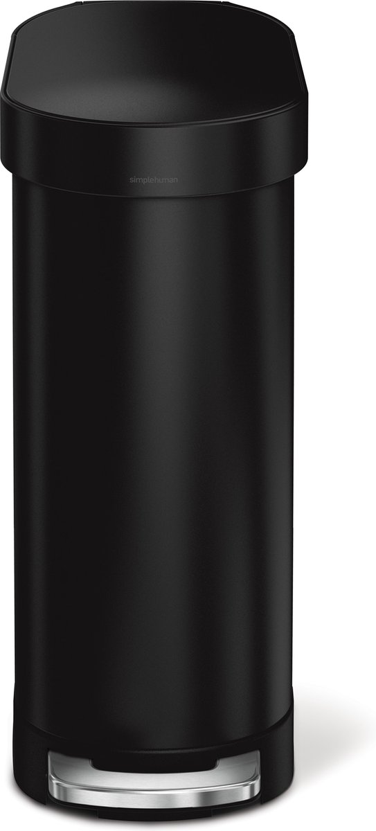 Simplehuman - Prullenbak Slim 45 liter - Zwart - Roestvast Staal