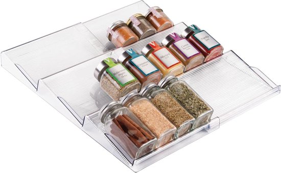 Kruidenrek - lade-organizer - voor keuken, badkamer en kantoor - voor kruiden en specerijen - uitschuifbaar/3 etages - crème Kruidenrek - lade-organizer - voor keuken, badkamer en kantoor - voor kruiden en specerijen - uitschuifbaar/3 etages - crème