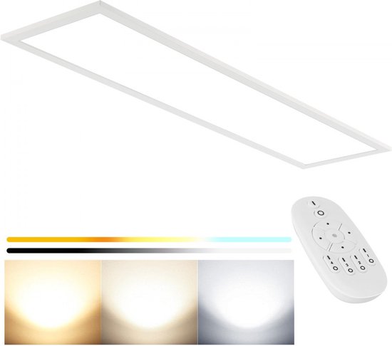 LED-plafondlamp Plat 30W Plafondlamp Dimbaar met afstandsbediening 2700-6500K Daglichtlamp 3000lm Kleurweergave-index (CRI) van Ra=80 LED-lampen Rechthoekig 100x25cm voor Badkamer Keuken Hal