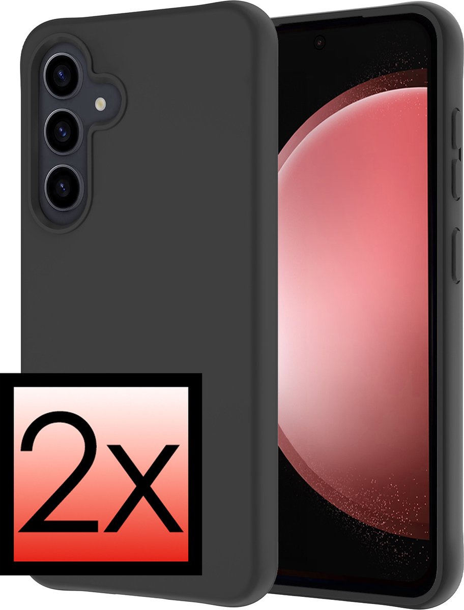 Hoesje - 2 Stuks - Geschikt voor Samsung Galaxy S23 FE - Sterk & Shockproof - Case Siliconen - Back Cover - Telefoon Hoes - Zwart