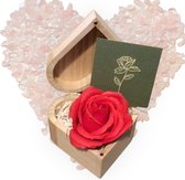 Hart kistje van hout - met grote zeeproos en kaartje - Valentijn - Moederdag cadeau - cadeau vrouw