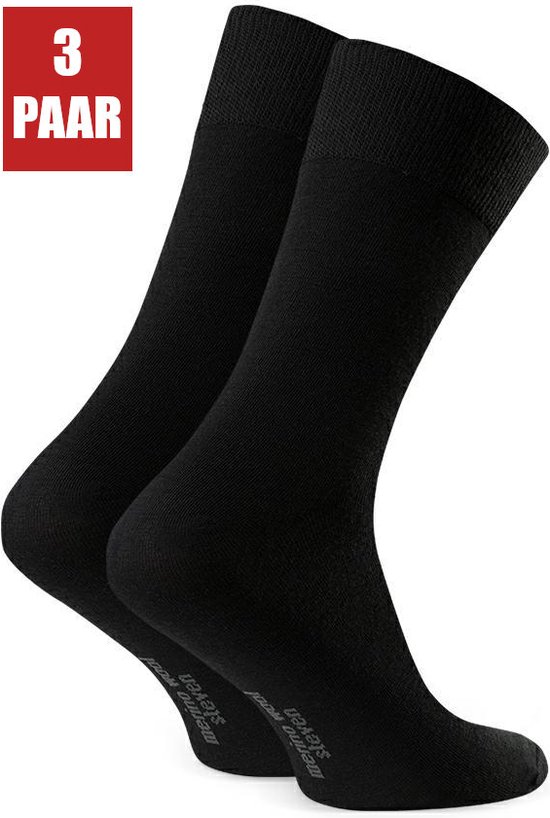Steven - Merino Wol Sokken - Multipack 3 Paar - Maat 41-43 - Luxe Heren Sokken - Zwart - Voor onder een Pak - MADE in EU
