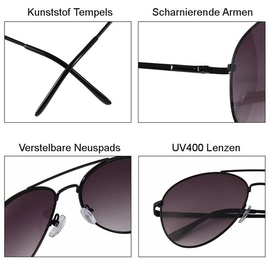 Fako Sunglasses® - Pilotenbril - Piloot Zonnebril - Heren Zonnebril - Dames Zonnebril - Model Bruce - Zilver - Zilver van Fako Sunglasses® — afbeelding 4